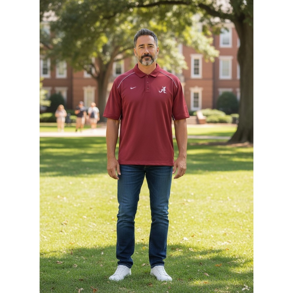 Nike Team Alabama Crimson Tide Polo Shirt Mens Small Crimson Red Logo 316972-677
